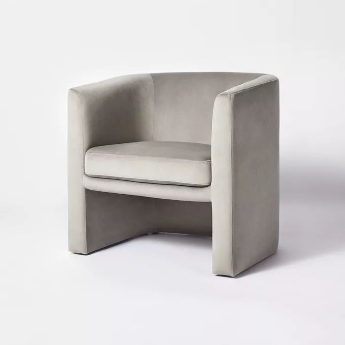 Vernon Upholstered Barrel Accent Chair Light Brown Velvet - Threshold&#8482; designed with Studio... | Target