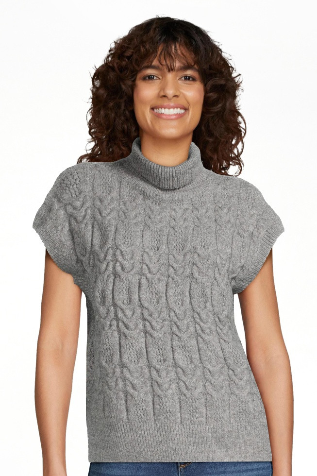 Time and Tru Women's Mock Neck Cable Sweater Vest, Sizes XS-XXXL | Walmart (US)