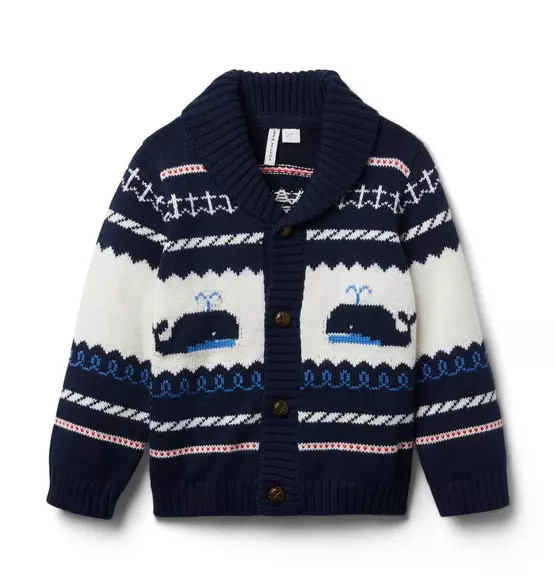 Whale Shawl Collar Cardigan | Janie and Jack