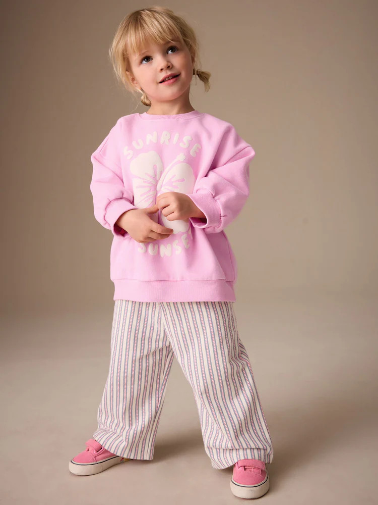 Pink Sweatshirt & Wide Leg Trousers Set (3mths-7yrs) | Next US