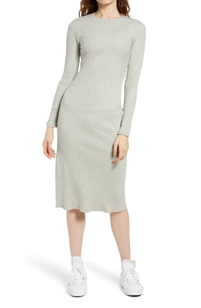 Ribbed Long Sleeve Midi Dress | Nordstrom