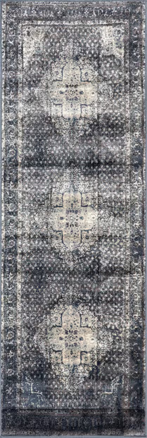 Slate Tracce Vintage Castle Medallion 2' 8" x 8' Area Rug | Rugs USA