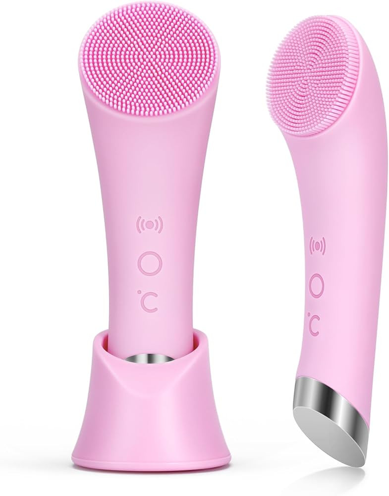 PRITECH Facial Cleansing Brush, Rechargeable Silicone Face Scrubber with Heat Massage End, Vibrat... | Amazon (US)
