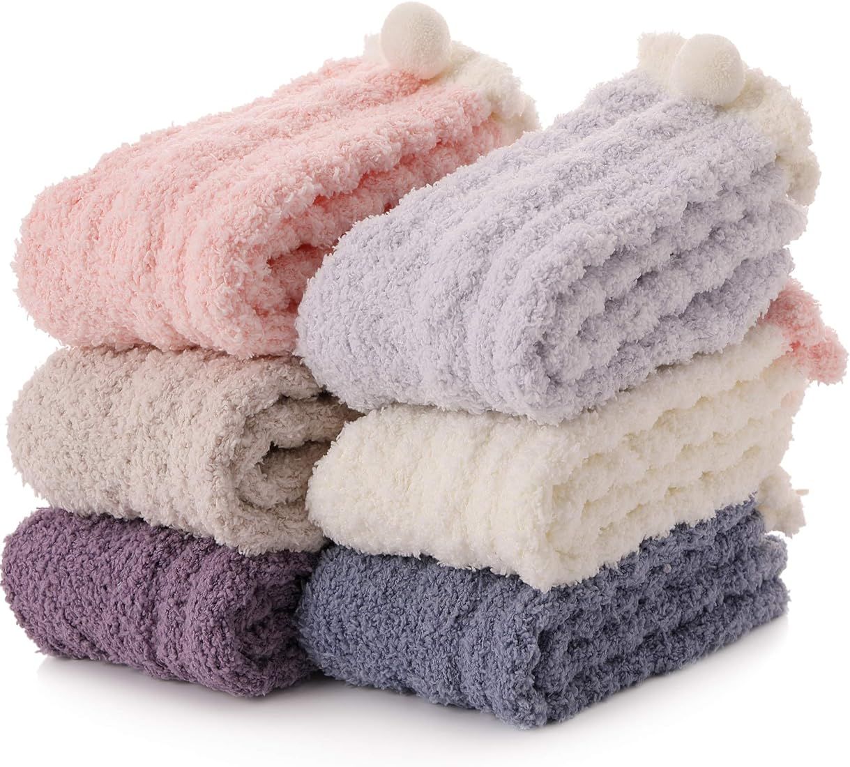 Womens Fuzzy Socks Fluffy Slipper Soft Cabin Fleece Sleep Cozy Socks | Amazon (US)