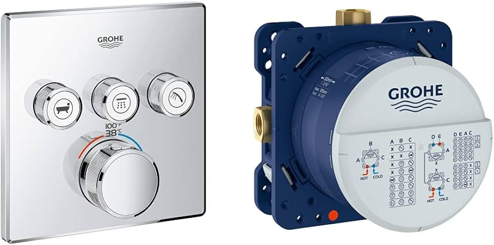 Grohe 29142000 Grohtherm Triple Function Smart Thermostatic Trim With Control Module in Starlight... | Amazon (US)