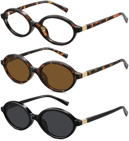 WOWSUN Retro Oval Sunglasses Womens Trendy Sun Glasses Sunnies UV400 Protection | Amazon (US)