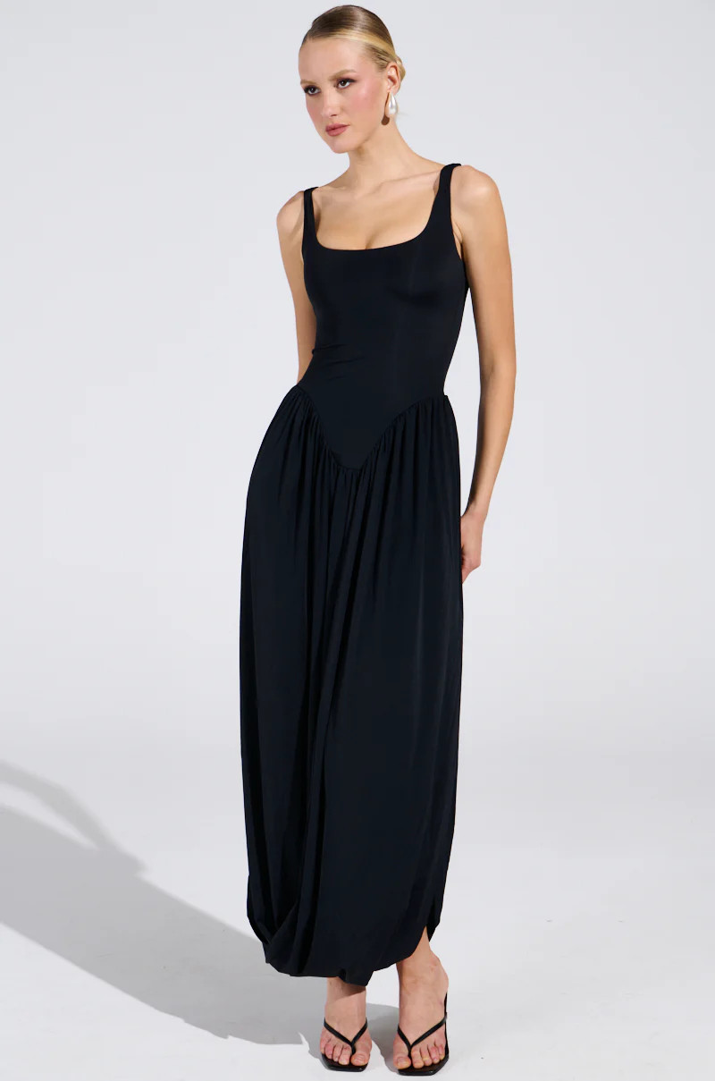 FELT CUTE DRAPED MAXI DRESS | AKIRA
