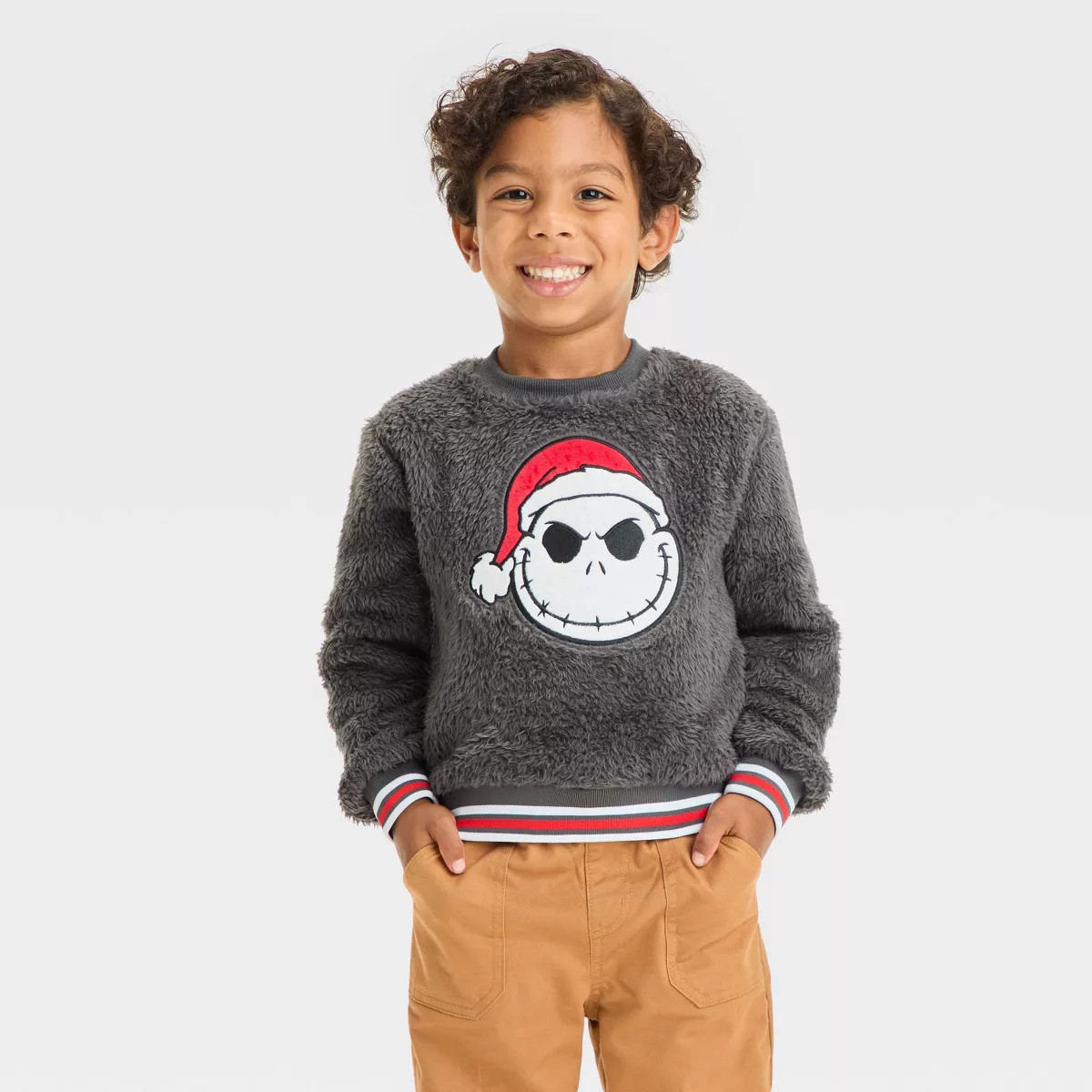 Toddler Disney Nightmare Before Christmas Cozy Holiday Pullover Sweatshirt - Gray | Target