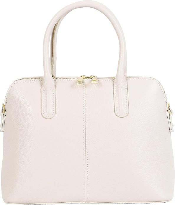 Primo Sacchi Italian Textured Leather Hand Made Bowling Style Handbag Tote Grab Bag Shoulder Bag | Amazon (US)