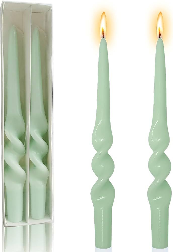 Funky Candle Sticks Spiral Candles - Gedengni 9 Inch Green Tapered Candles Long Twisted Candlesti... | Amazon (US)