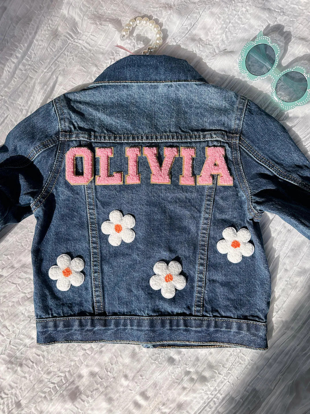 Personalized Jean Jacket With Daisy: Christmas Gift for Kids, Birthday Gift, 100% Cotton - Etsy | Etsy (US)