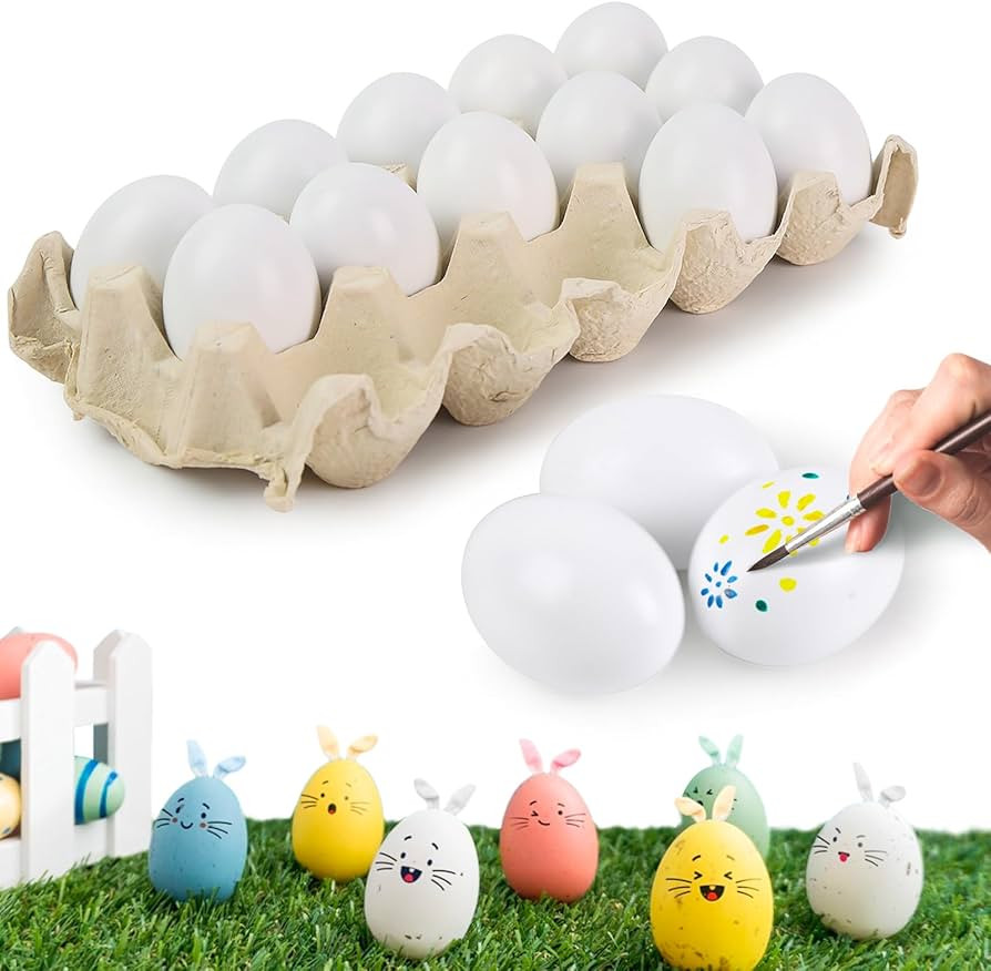 SallyFashion 15 PCS Fake Easter Eggs, Wooden Play Kitchen Egg Toys for Kids Dying Painting Egg Hu... | Amazon (US)