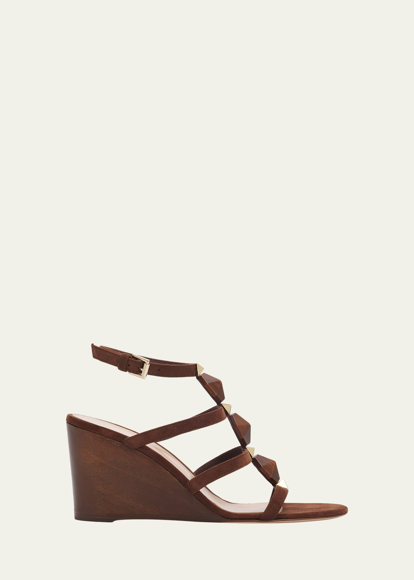 Gianvito Rossi 70mm Wooden Stud Suede Caged Sandals | Bergdorf Goodman