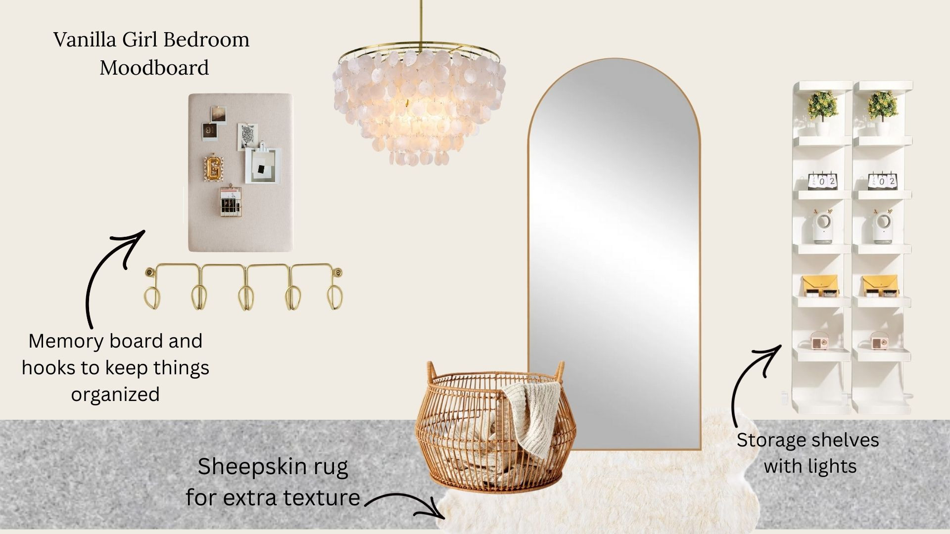 Vanilla girl bedroom moodboard
Clean girl bedroom aesthetic
Teenage girl neutral bedroom inspo
White, beige, blush pink with gold accents 
 

 #LTKHome #LTKStyleTip #LTKKids