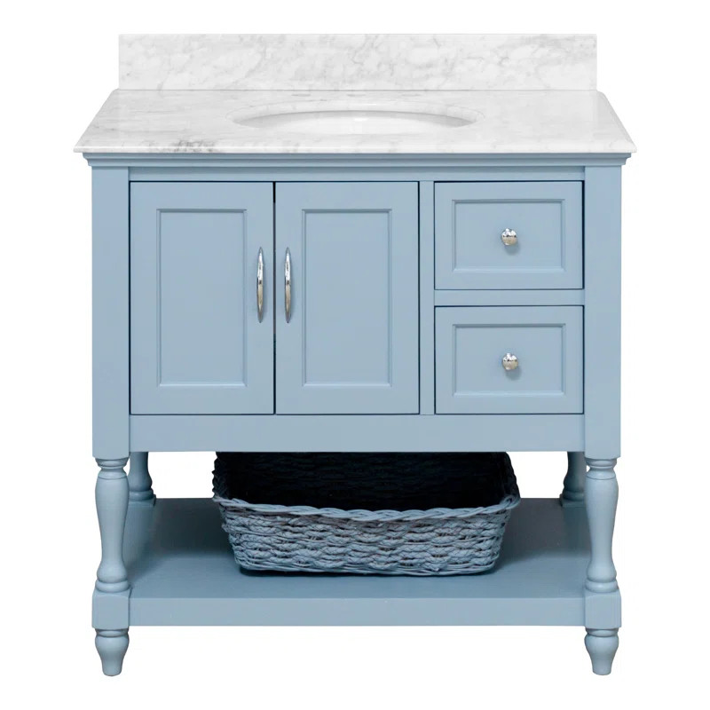 Hampton 36'' Single Bathroom Vanity with Genuine Marble Top | Wayfair North America
