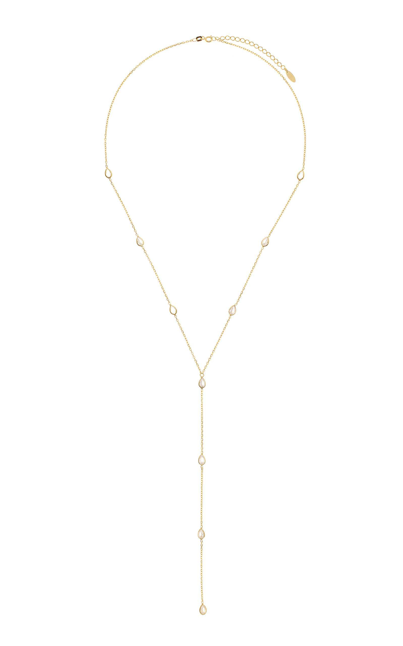 Kyra 18K Gold-Plated Crystal Lariat Necklace | Moda Operandi (Global)