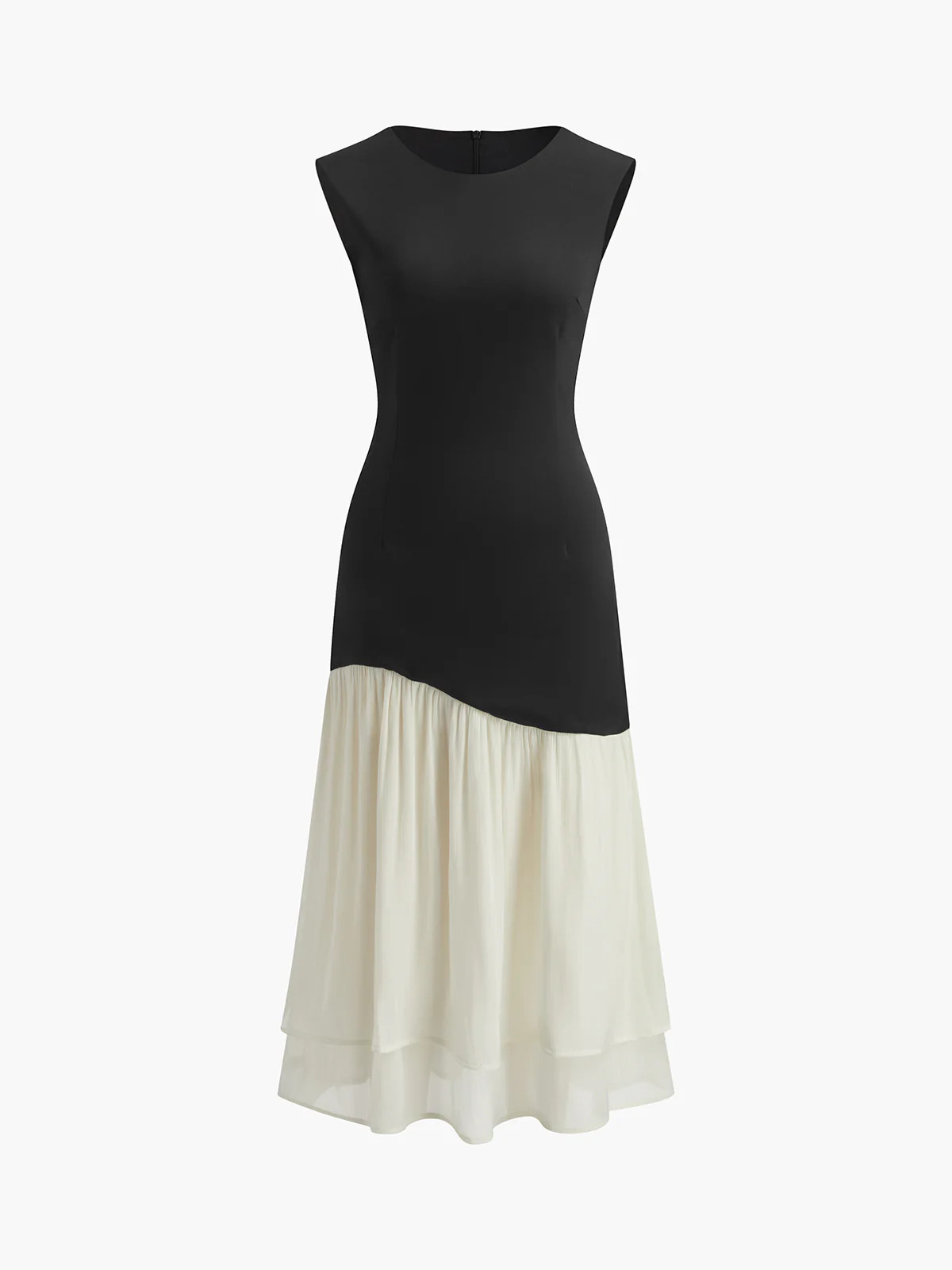 Two Tone Pleated Midi Dress | Commense