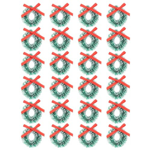 DECHOUS 24Pcs Mini Artificial Christmas Wreath: 1.2 Inch Miniature Dollhouse Wreath Ornaments for Crafts, Xmas Tree Hanging Ornaments, Party Decoration | Amazon (US)