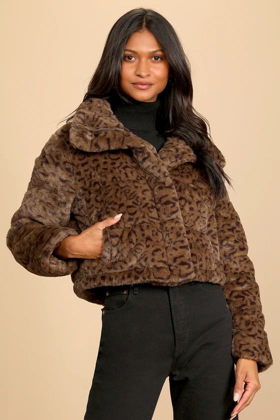 Fierce Forecast Brown Leopard Print Faux Fur Quilted Jacket | Lulus (US)