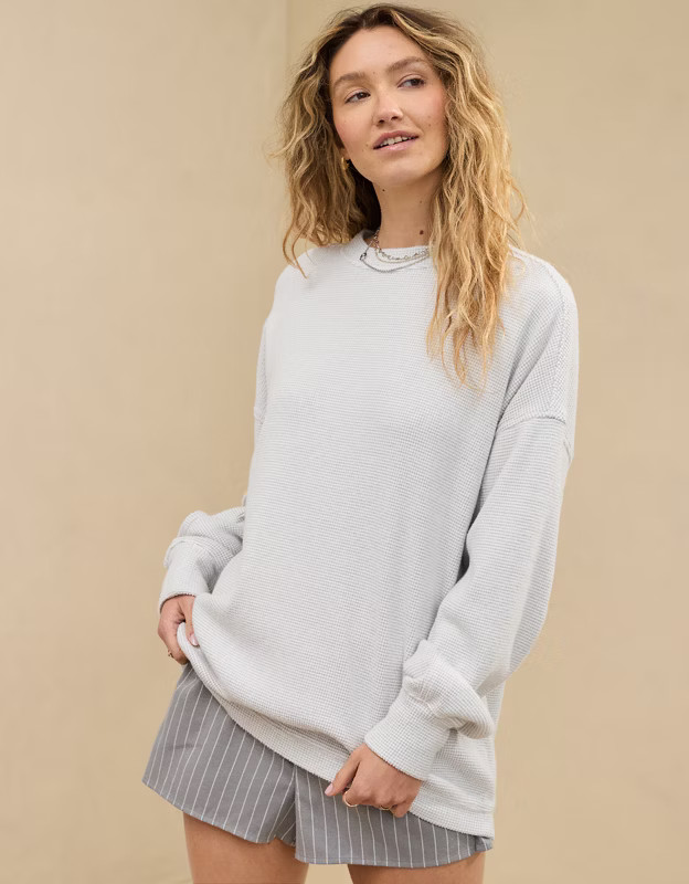 Aerie Getaway Waffle Sweatshirt | Aerie