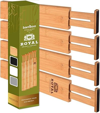 Adjustable Bamboo Drawer Dividers Organizers - Expandable Drawer Organization Separators For Kitc... | Amazon (US)