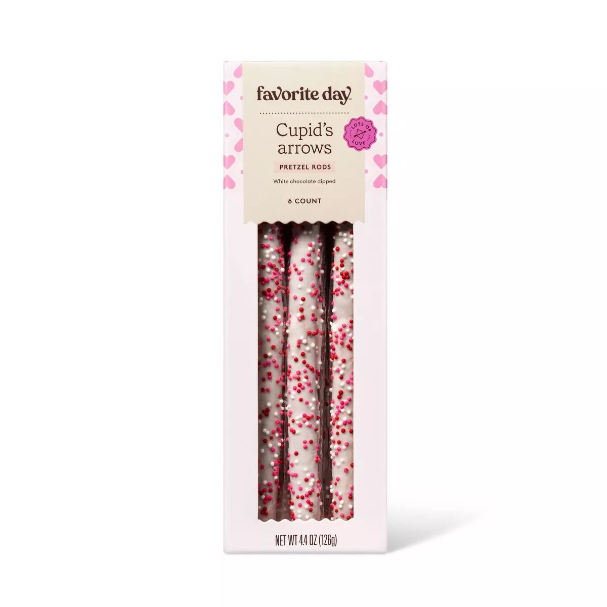 Valentine's Pretzel Rods Dipped in White Chocolate with Nonpareils - 5.5oz - Favorite Day™ | Target