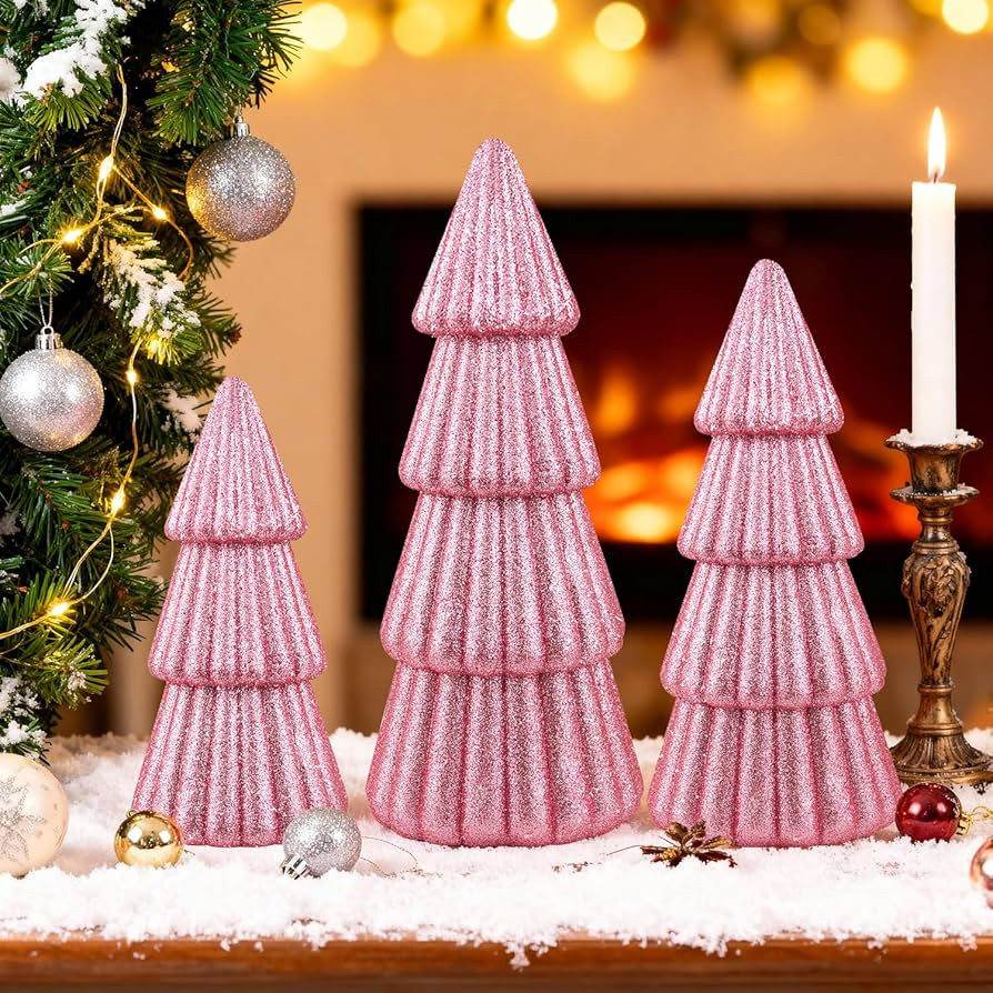 Artmag Set of 3 Christmas Tree Decorations Indoor, Glittering Modern Christmas Tree Decor Tableto... | Amazon (CA)