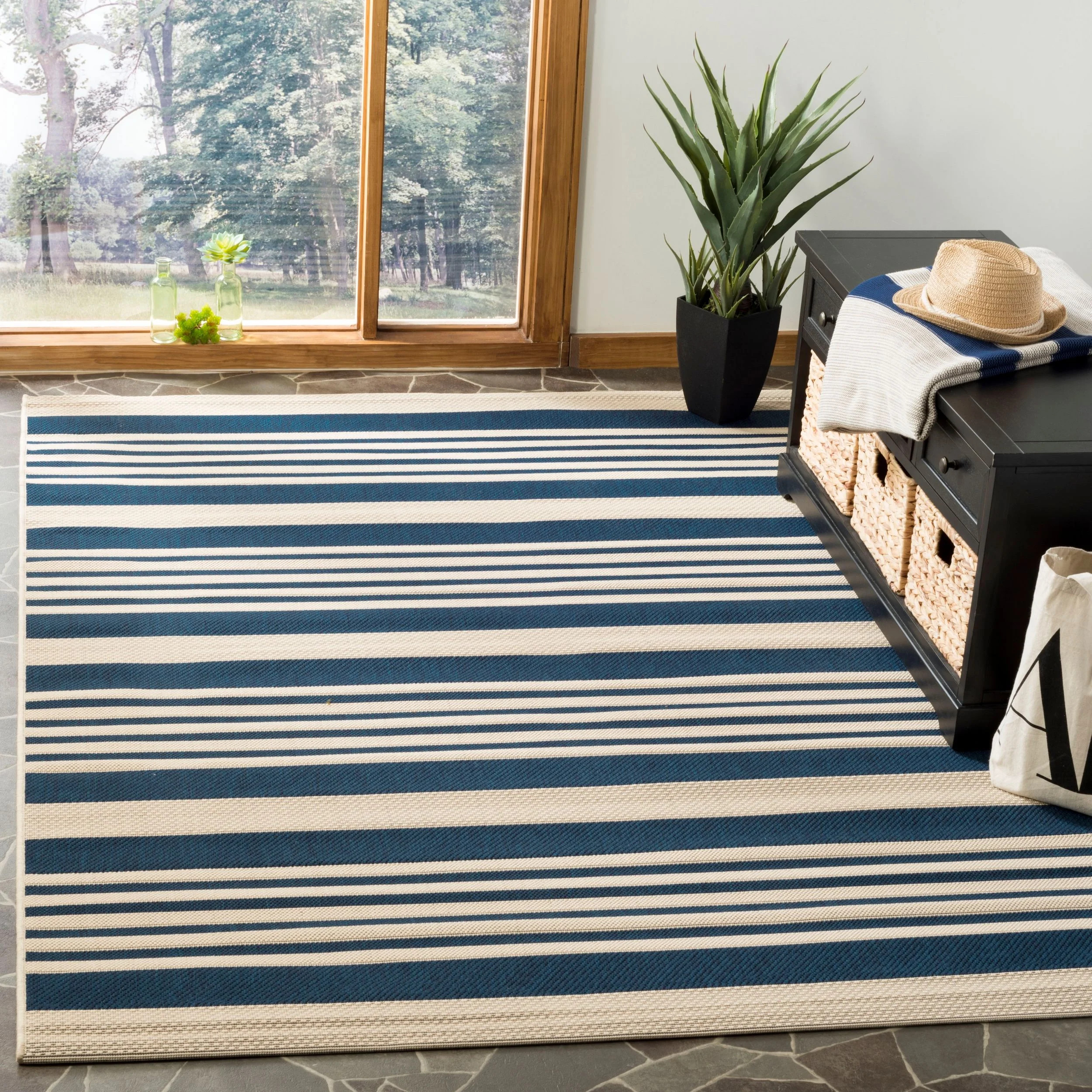 Safavieh Courtyard Caroline Striped Indoor/Outdoor Area Rug or Runner - Walmart.com | Walmart (US)