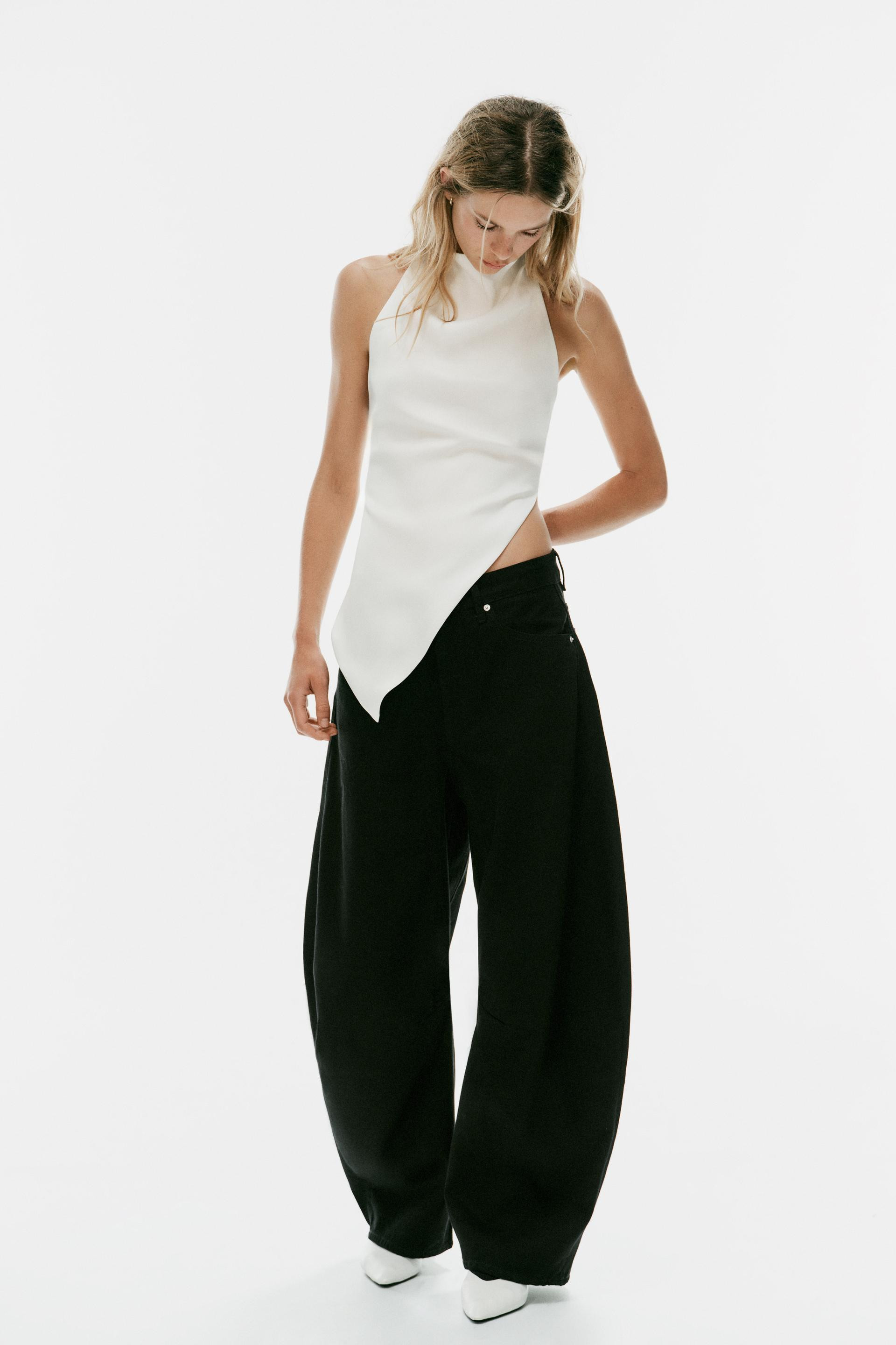 Zara - Asymmetric Draped Halter Top - Black - Xxl - Woman | Zara US