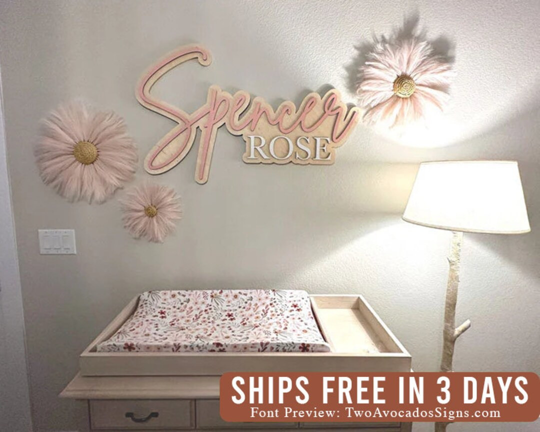 Large Wood Name Sign, Nursery Name Sign, Boho Nursery Sign , Above Crib Cut Out, Layered Baby Nam... | Etsy (US)