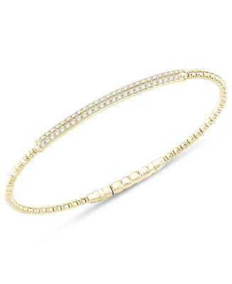 Diamond Double Row Pavé Flexible Bangle Bracelet (1/2 ct. t.w.) in 10k Gold | Macy's