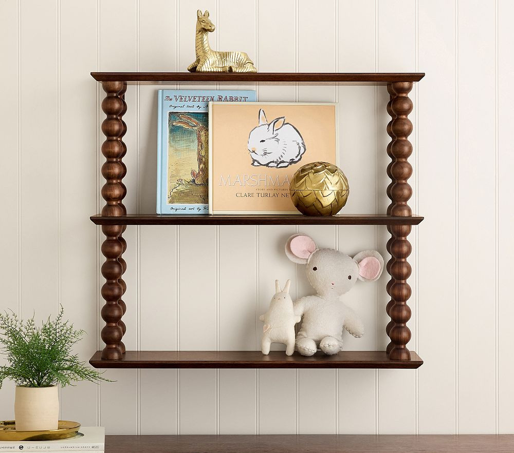 Chris Loves Julia Heritage Walnut Turned Wood Tiered Shelf (21.5" x 24") | Pottery Barn Kids