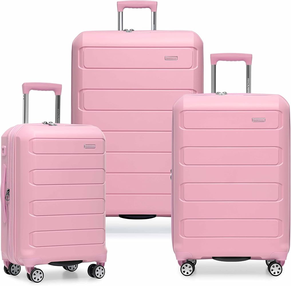 Traveler's Choice Pagosa Indestructible Hardshell Expandable Spinner Luggage, Pink, 3-Piece Set (... | Amazon (US)