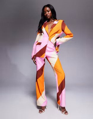 ASOS LUXE co-ord single breasted tailored suit blazer and trousers in pink | ASOS | ASOS (Global)