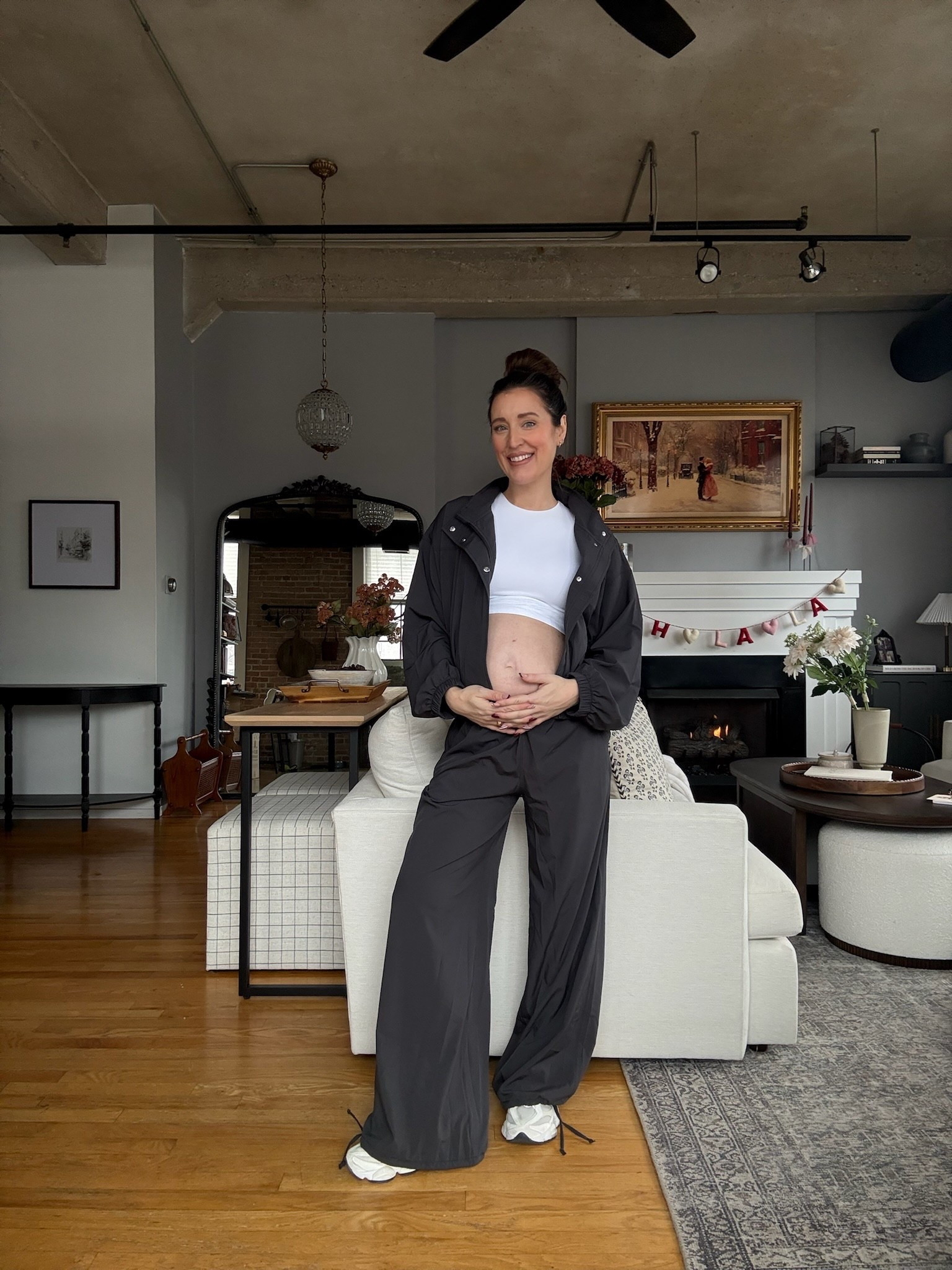 I adore this atheleisure set from Abercrombie! Bump friendly and functional with the high neck and adjustable pants. I am wearing a M in the jacket and S in the pants  

#LTKBump #LTKActive #LTKmomlife