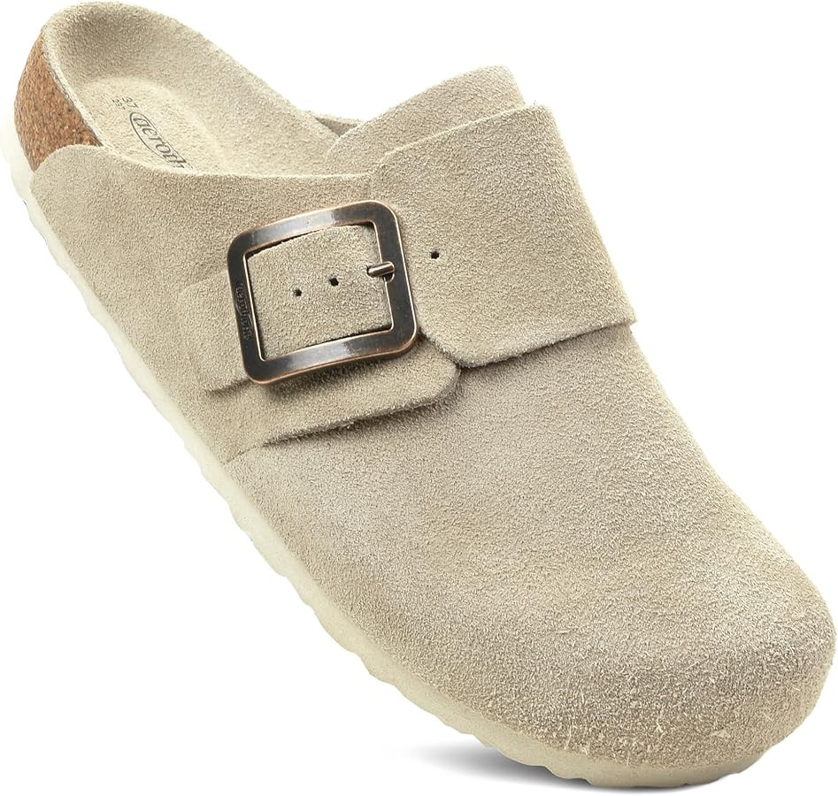 AEROTHOTIC Genuine Leather Clogs for Women with Arch Support Memory Foam Cork Footbed Indoor and ... | Amazon (US)