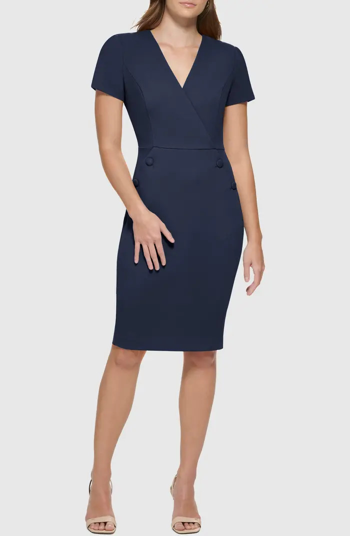 V-Neck Button Sheath Dress | Nordstrom Rack