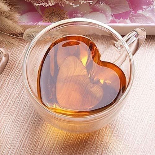 XYIXY Double Layer Heart Shaped Cup - Coffee Mugs - Clear Borosilicate Glass Mug for Latte, Tea, ... | Amazon (US)