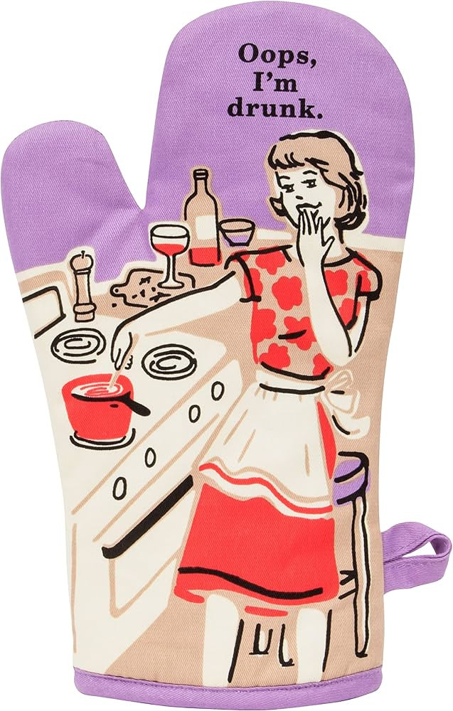 Blue Q Oven Mitt, Oops I'm Drunk, Super-Insulated Quilting, Natural-Fitting Shape, 100% Cotton | Amazon (US)