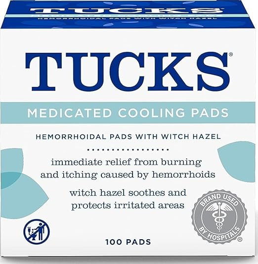 TUCKS Medicated Cooling Pads, 100 Count – Hemorrhoid Pads with Witch Hazel, Cleanses Sensitive ... | Amazon (US)