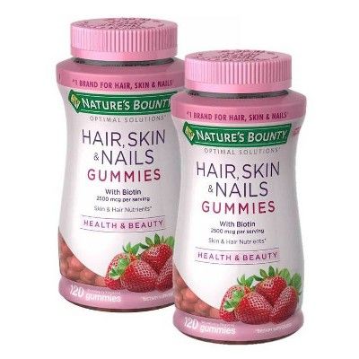 Nature's Bounty Hair, Skin & Nails Gummies with Biotin - Strawberry - 240ct | Target