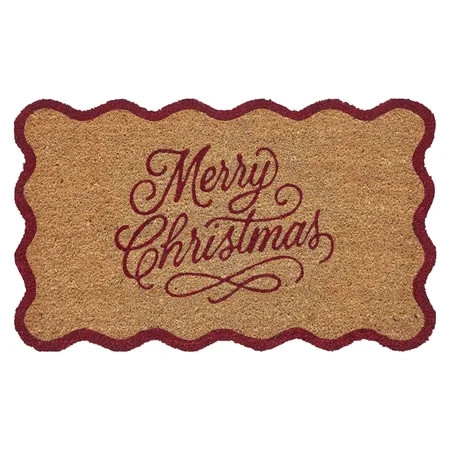 MTH Merry Christmas Scallop Outdoor Coir Mat, 30" x 48" | Walmart (US)