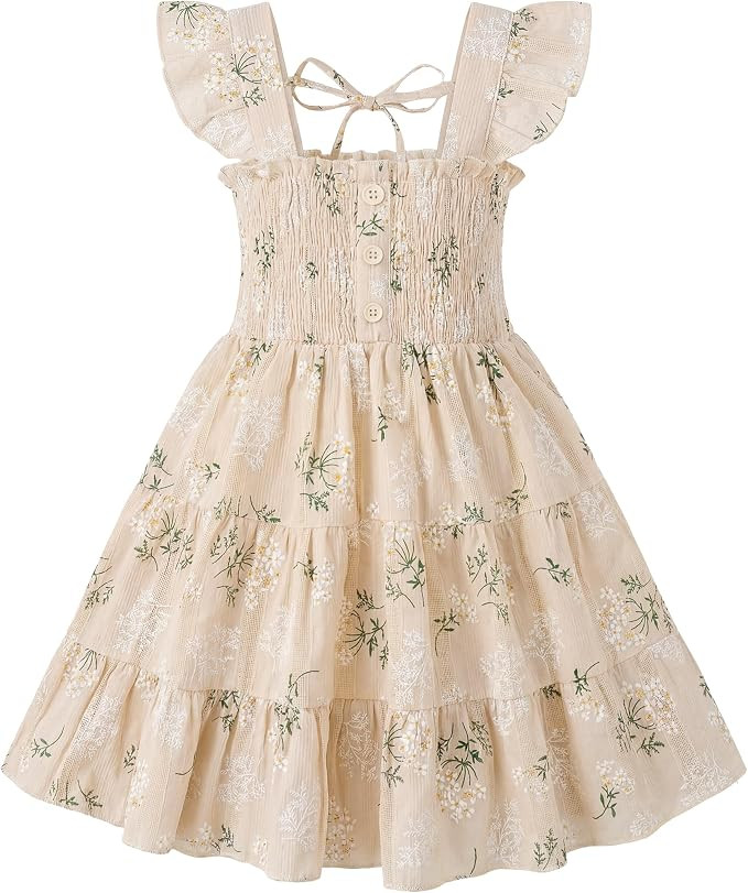 HONGTEYA Toddler Girl Dress Ruffle Sleeveless Princess Dresses, Summer Dress Beach Sundress | Amazon (US)