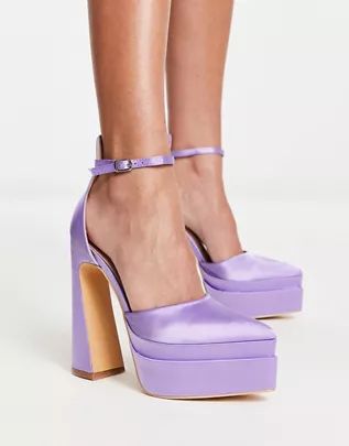 Truffle Collection pointed platform high heeled shoes in lilac | ASOS (Global)