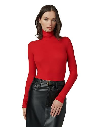 Joe's Jeans Women's The Tony Turtleneck Long Sleeve Top, Holiday Red | Amazon (US)