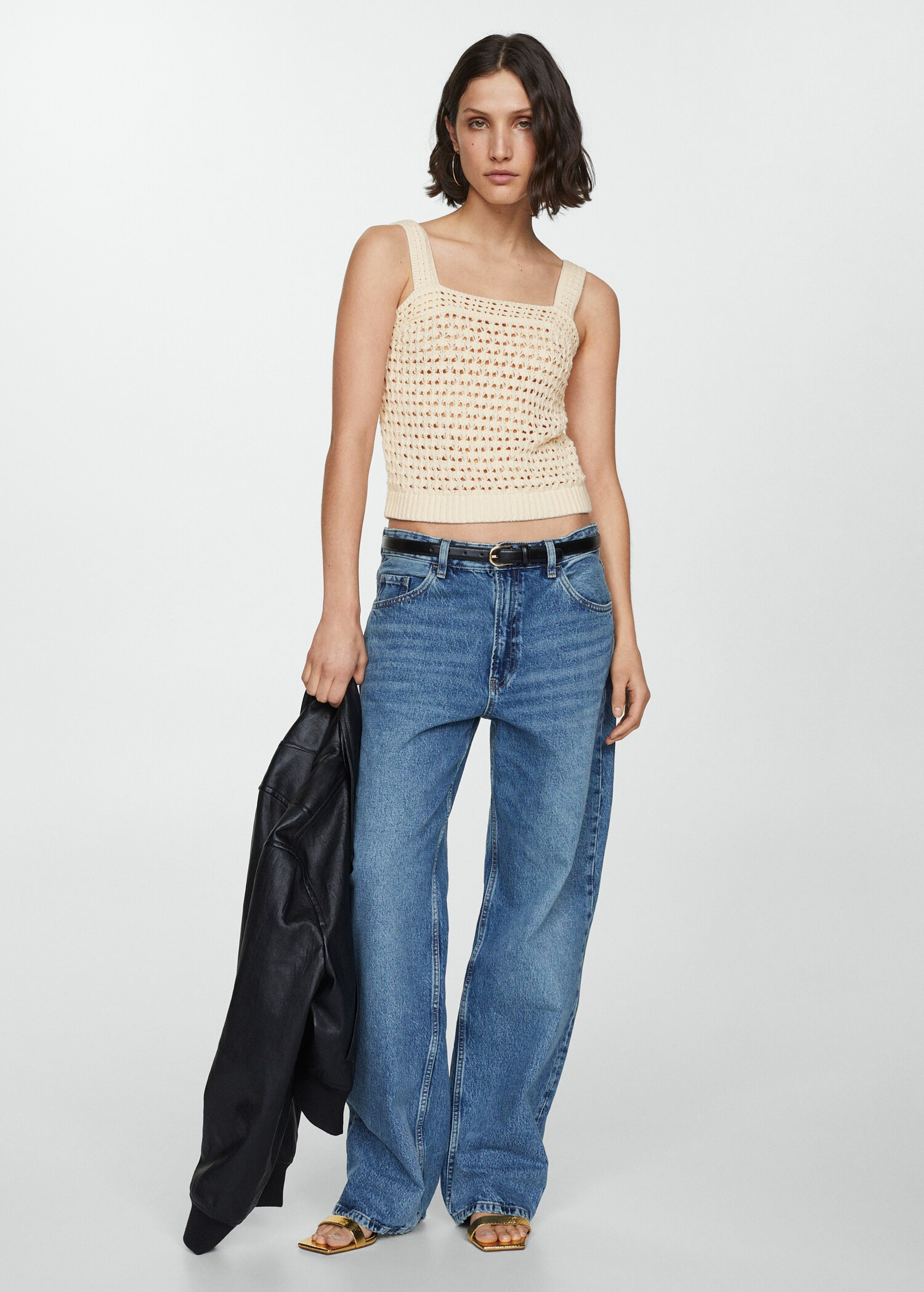 Crochet top with straps | MANGO (UK)
