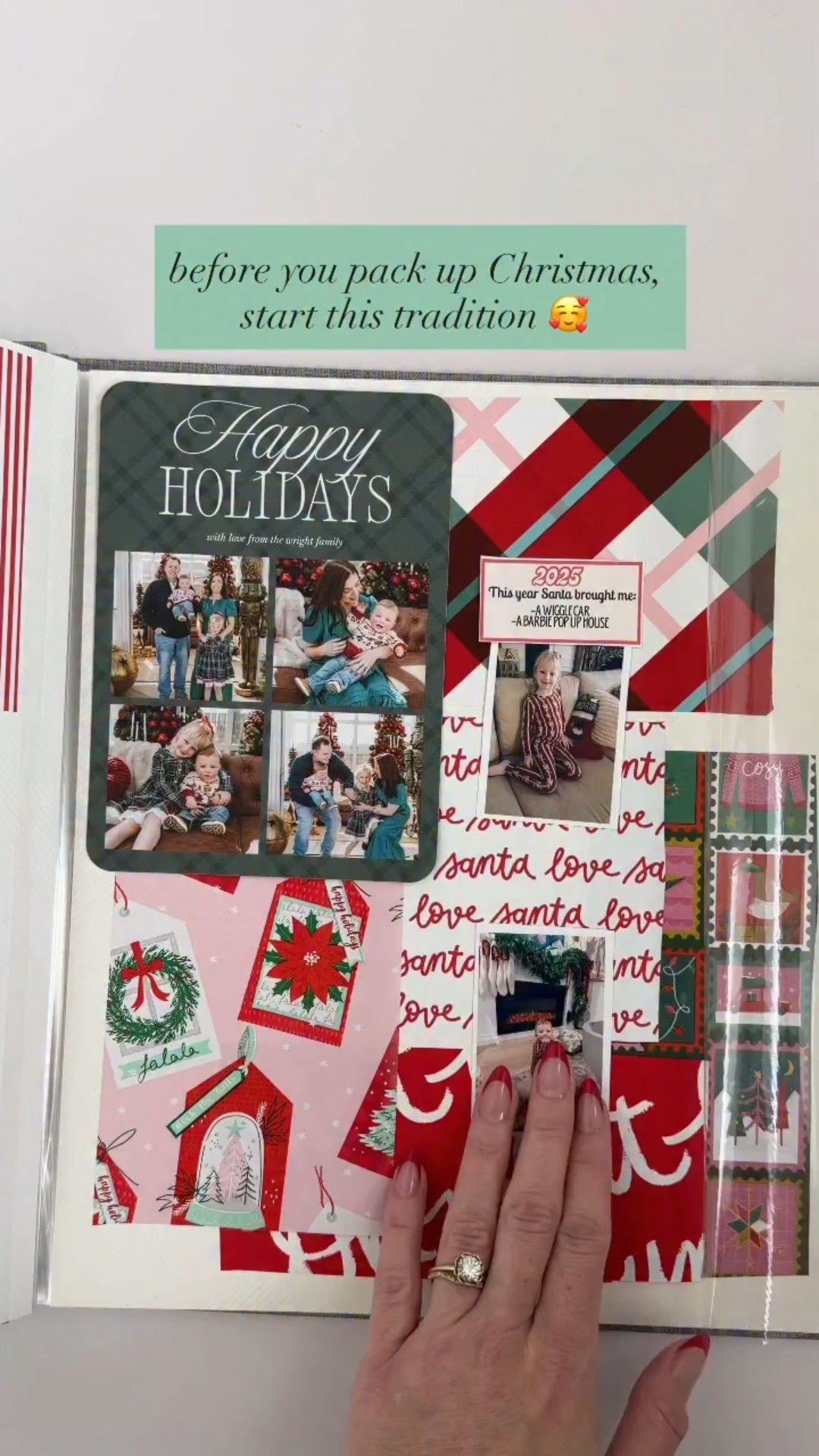 This is my third year saving scraps of wrapping paper, our holiday cards/photos, and printing a little note with what Santa brought. I can only imagine what this will look like ten years from now 🥰. Naturally I use my @canonusa and print with the border on for all my little wallet prints. 

#momhacks #magicmaker #christmastradition 
How to make motherhood magical
Traditions for kids
Whimsical motherhood
Magical motherhood ideas