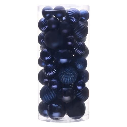 DounakeEvth Navy Blue Christmas Ornaments Set for Xmas Tree, 50ct Shatterproof Christmas Balls Ornaments, Christmas Tree Decorations Hanging Ball for Holiday Party Decor(1.57"-2.36") | Amazon (US)