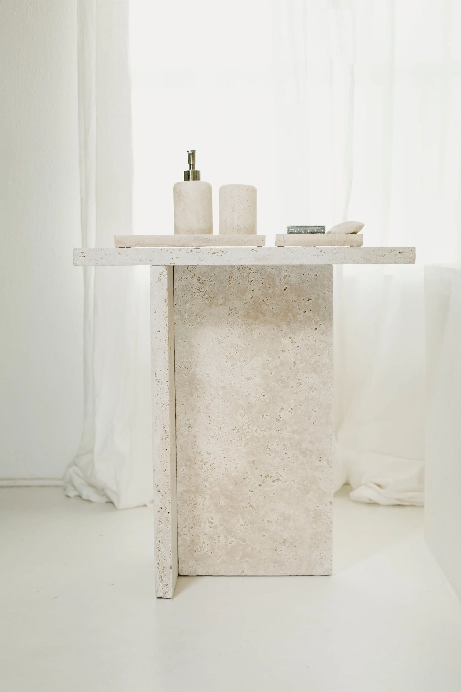 JAZZAL L Stone Table / Ivory Tones Minimalist Natural - Etsy.de | Etsy (DE)