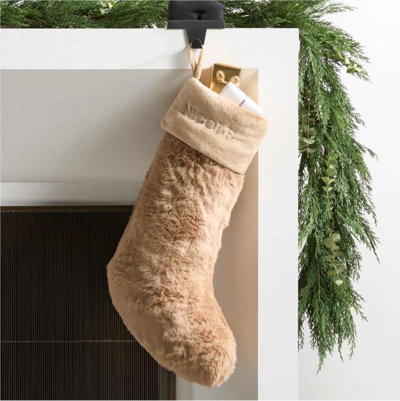 Tan Faux Fur Christmas Stocking + Reviews | Crate & Barrel | Crate & Barrel